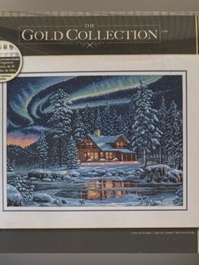 Dimensions Gold Collection Aurora Cabin Cross Stitch Kit